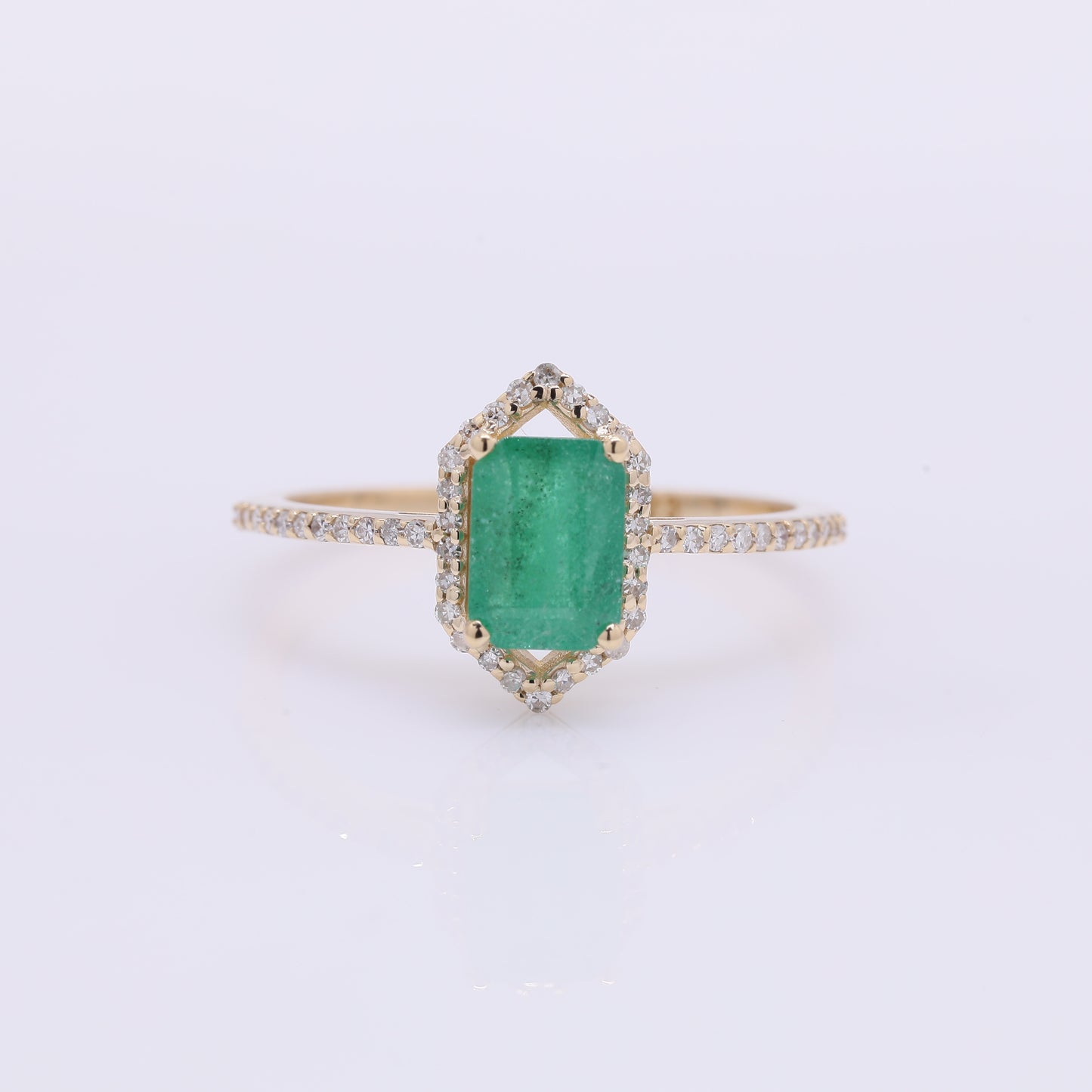 1.21 Ct Octagon Step Cut Natural Emerald 14K Gold Ring