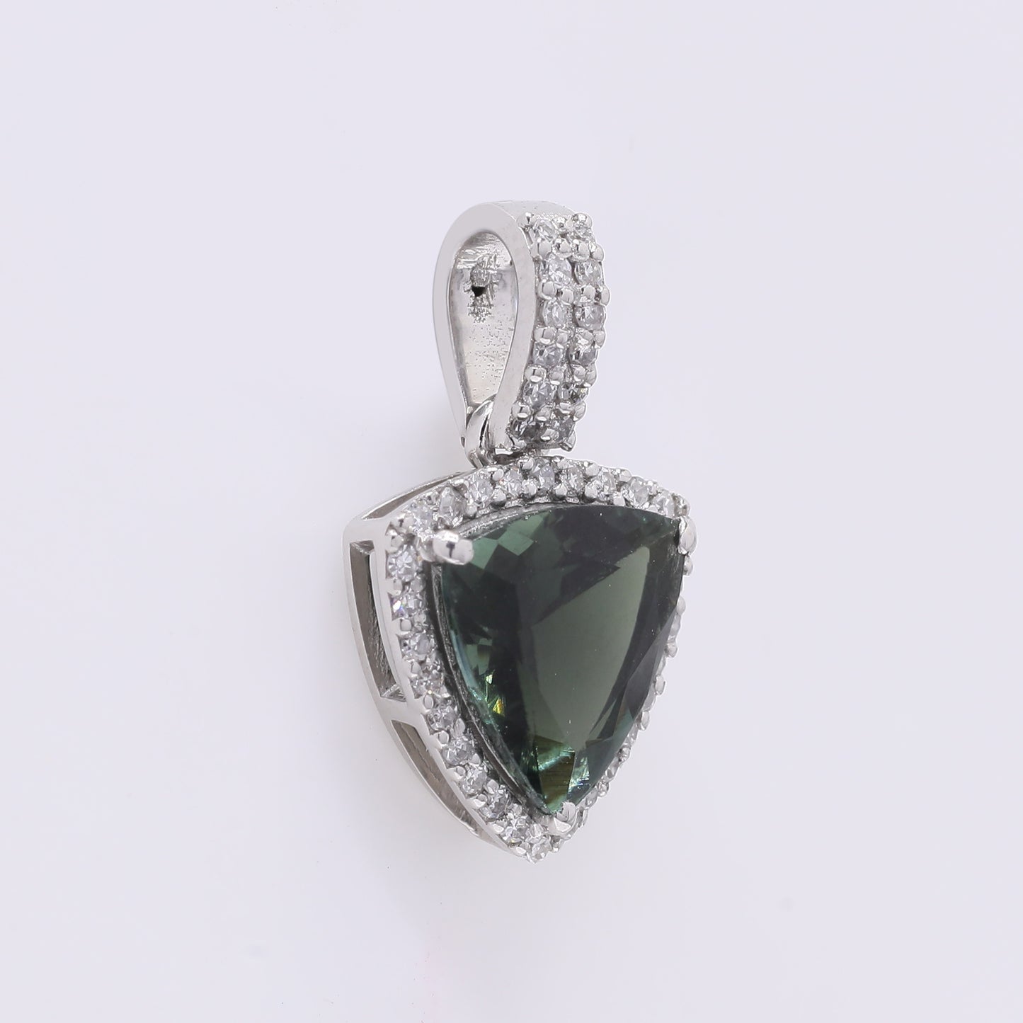 1.44 Ct Triangle Mixed Cut Natural Tourmaline 950 Platinum Pendant
