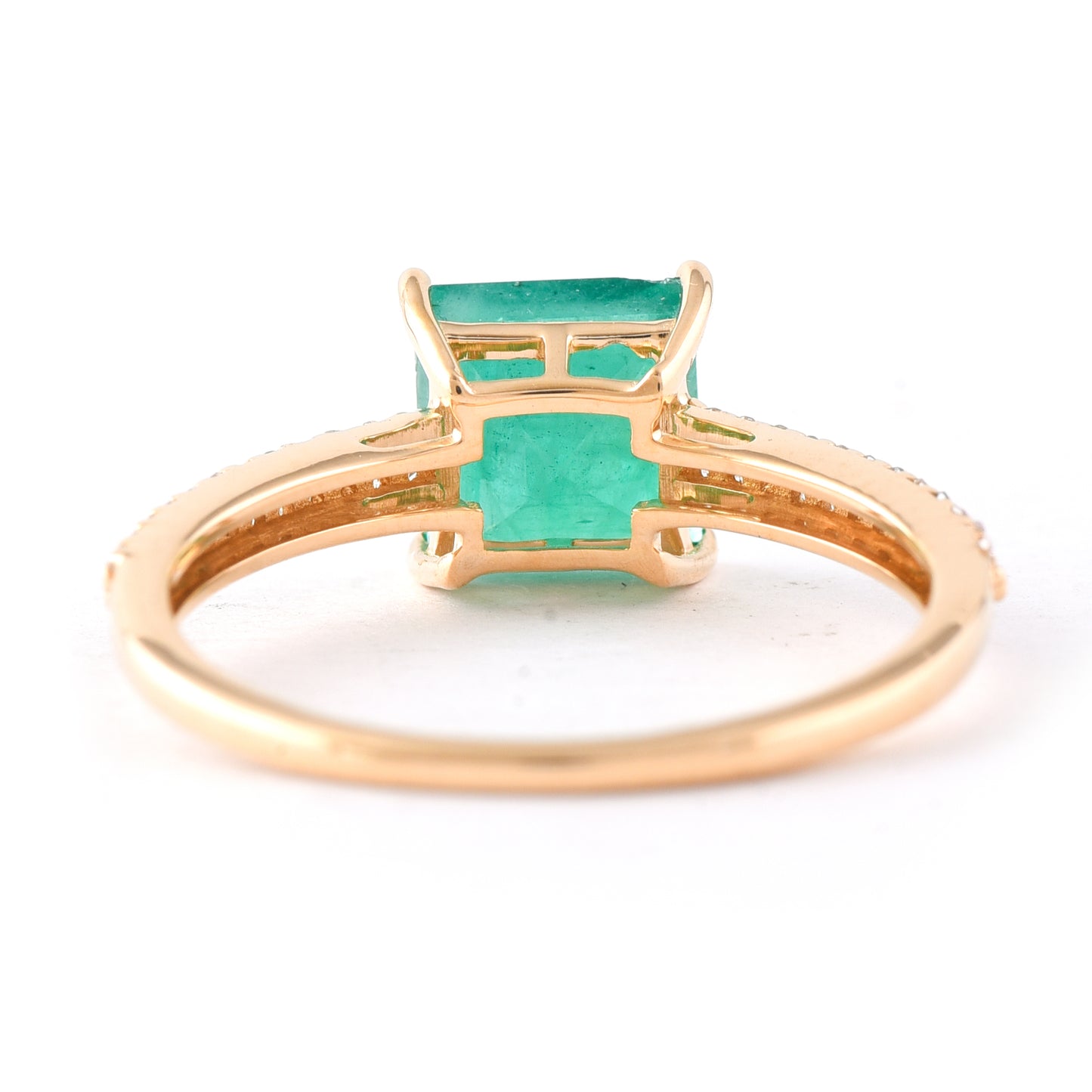 1.71 Ct Square Step Cut Natural Emerald 14K Gold Ring