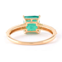 1.71 Ct Square Step Cut Natural Emerald 14K Gold Ring