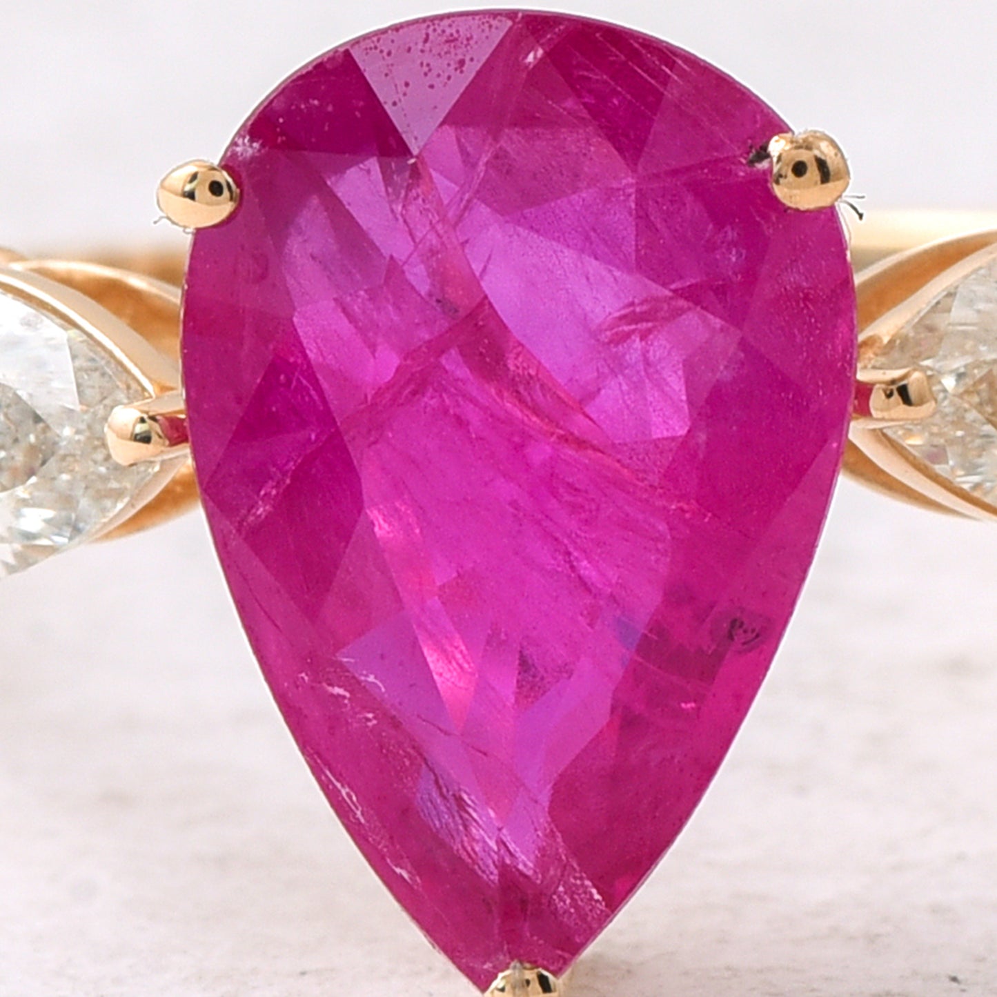 2.48 Ct Pear Mixed Cut Natural Ruby 14K Gold Ring