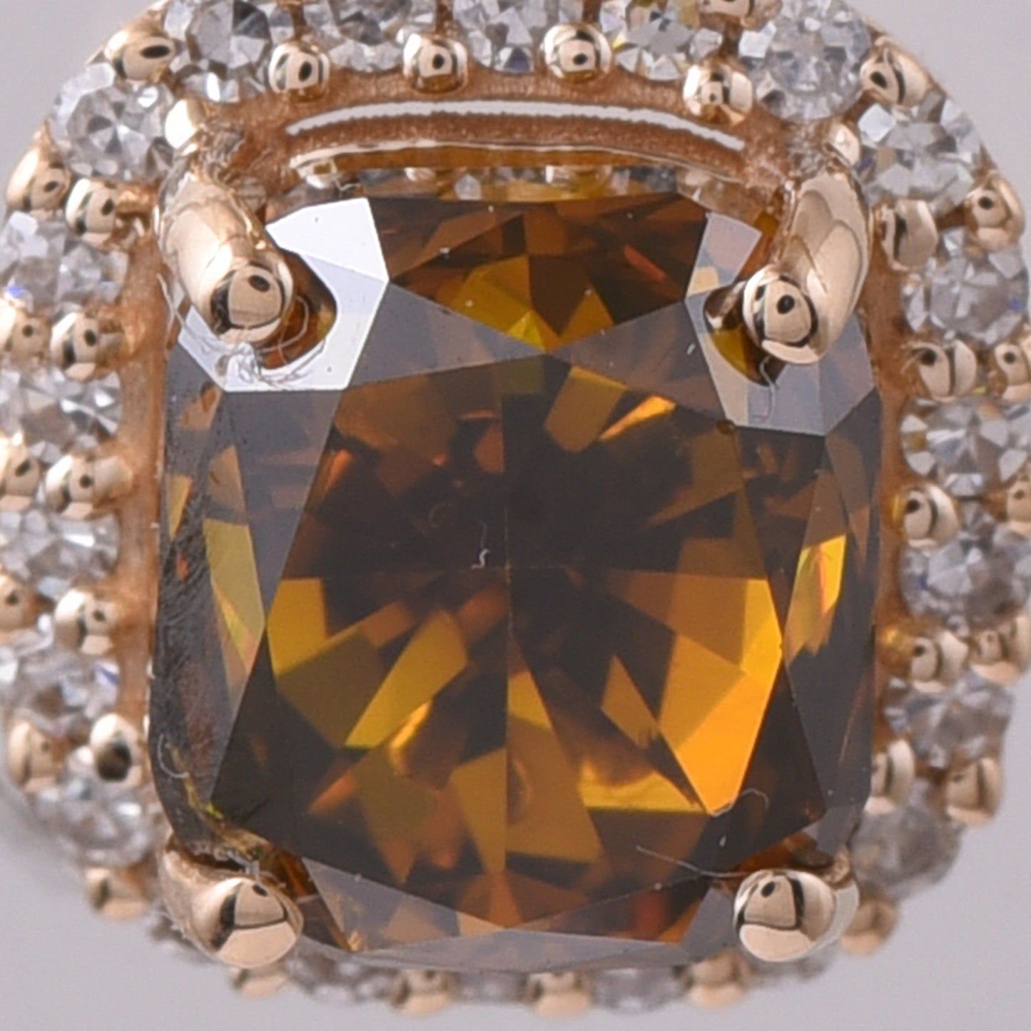 1.08 Ct Cushion Red Diamond 14K Gold Pendant