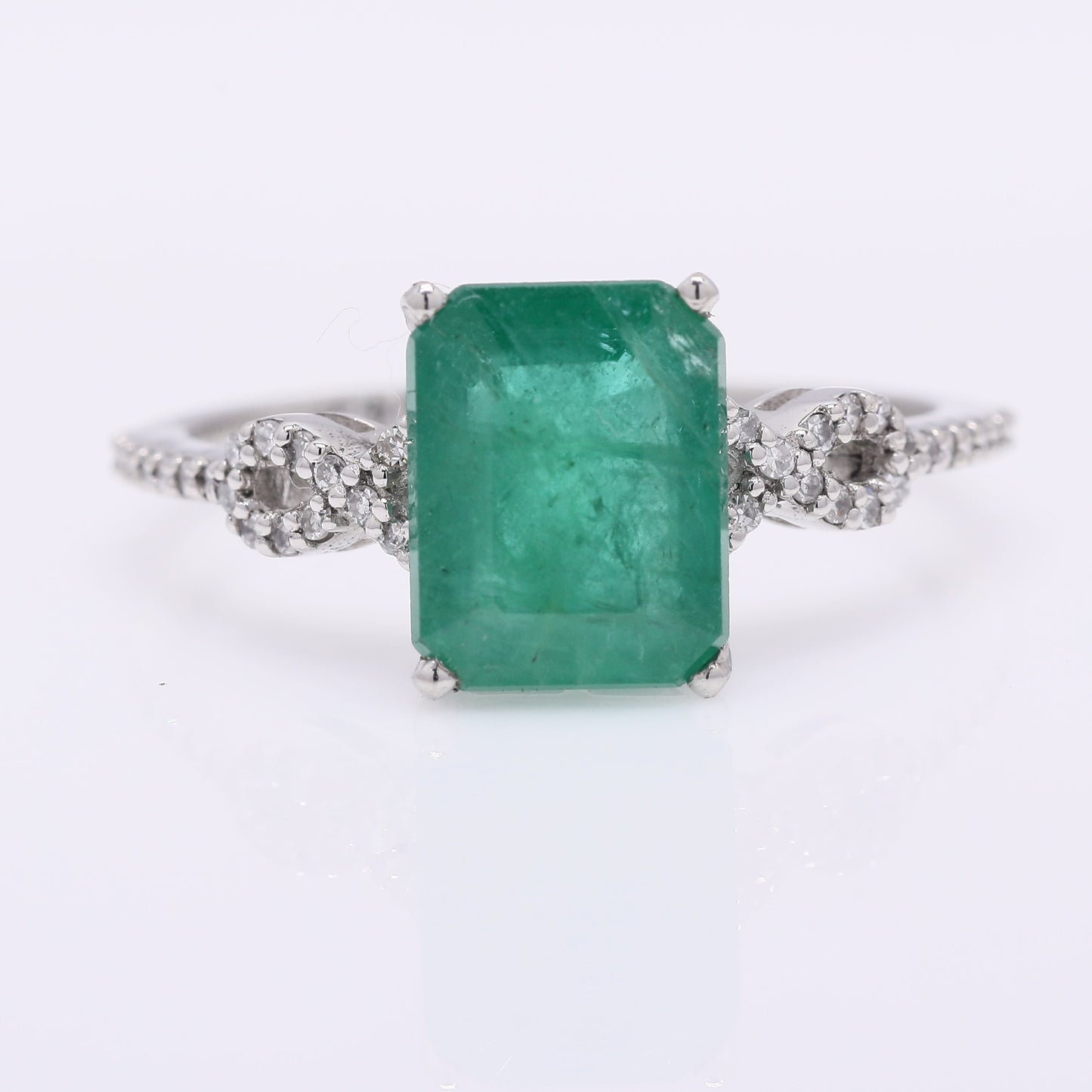 2.22 Ct Octagon Step Cut Natural Emerald 950 Platinum Ring