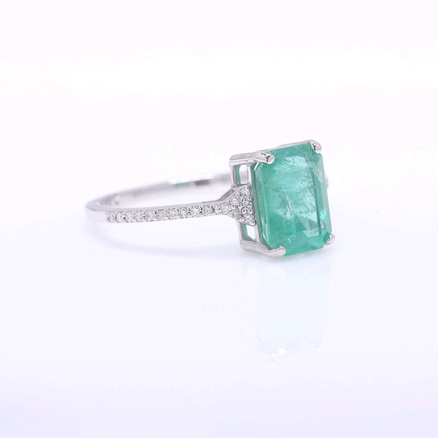2.26 Ct Octagon Step Cut Natural Emerald 950 Platinum Ring