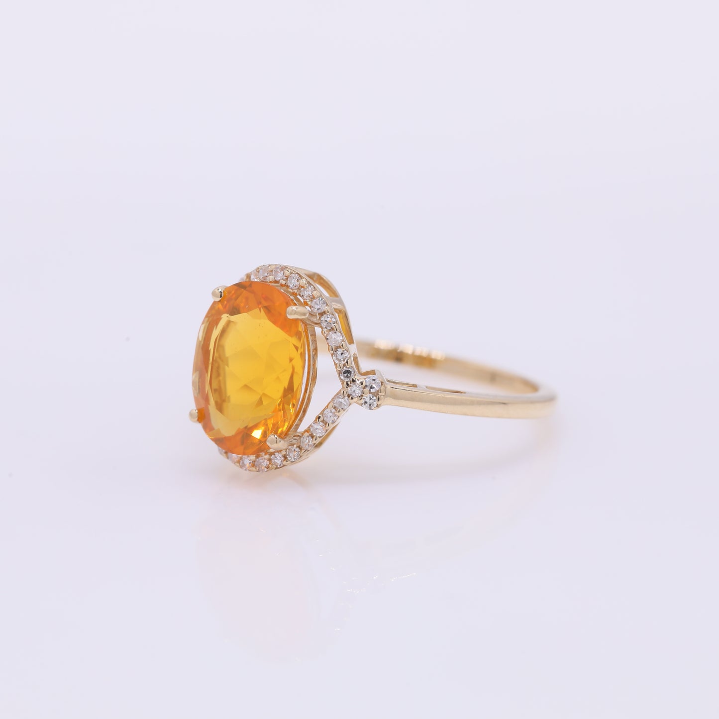 1.83 Ct Oval Mixed Cut Natural Fire Opal 14K Gold Ring