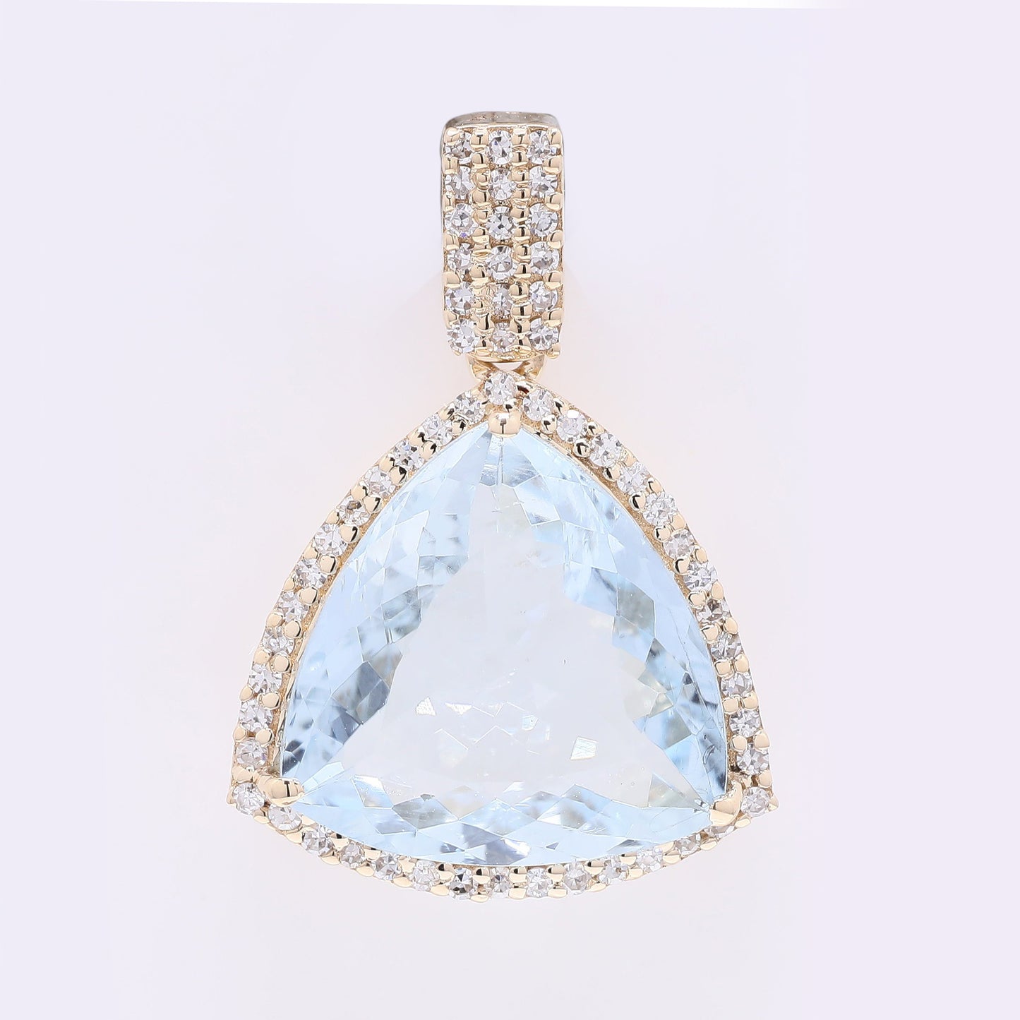 4.53 Ct Triangle Mixed Cut Natural Aquamarine 14K Gold Pendant