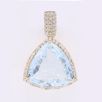 4.53 Ct Triangle Mixed Cut Natural Aquamarine 14K Gold Pendant