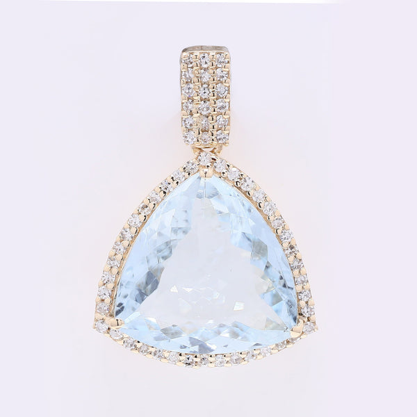 4.53 Ct Triangle Mixed Cut Natural Aquamarine 14K Gold Pendant