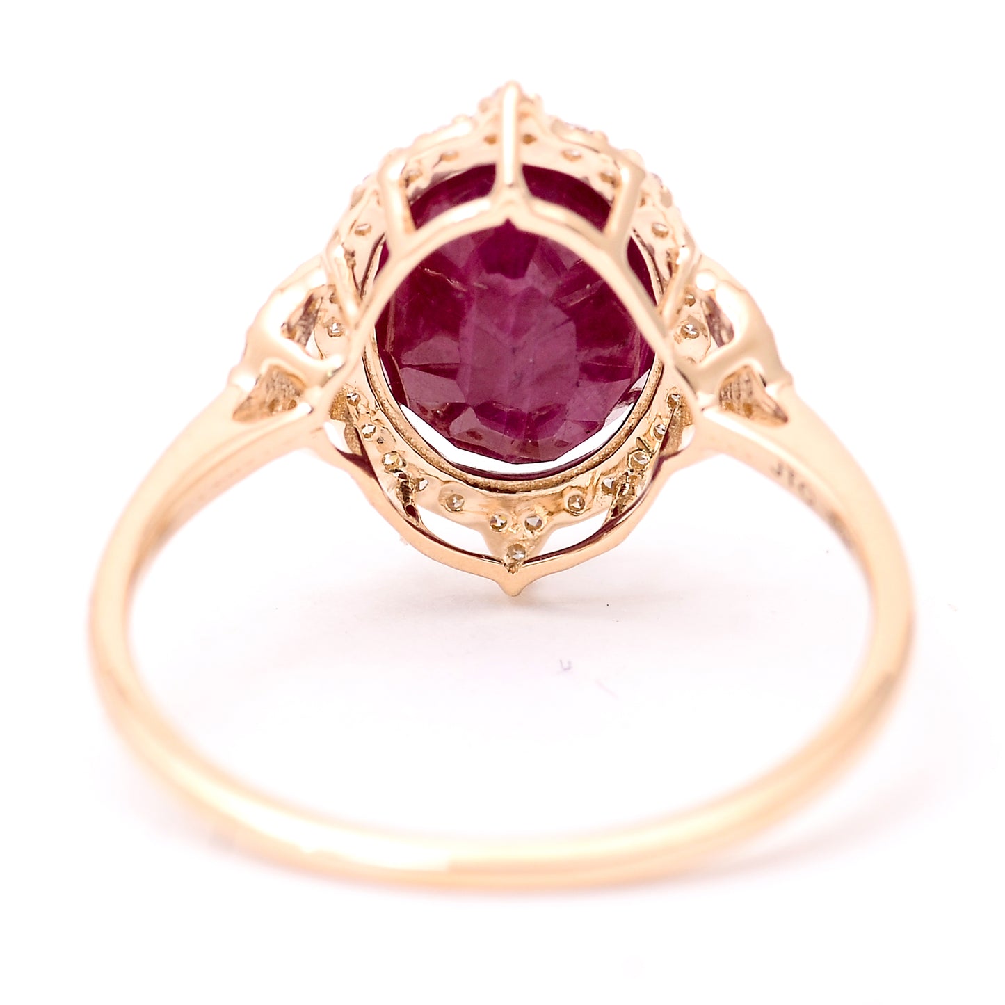 3.52 Ct Oval Mixed Cut Natural Corundum Ruby 14K Gold Ring