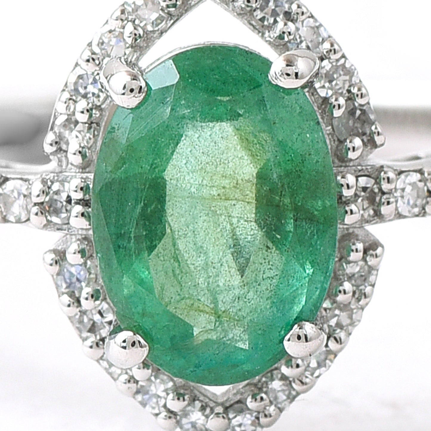 2.74 Ct Oval Mixed Cut Natural Emerald 950 Platinum Ring