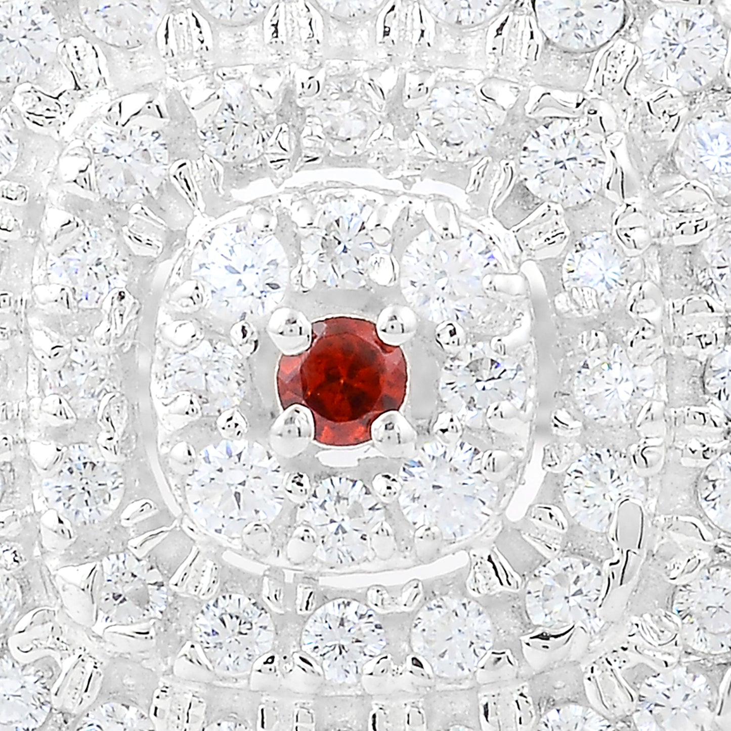 0.63 Ct Round Garnet, Cubic Zirconia 925 Sterling Silver Ring