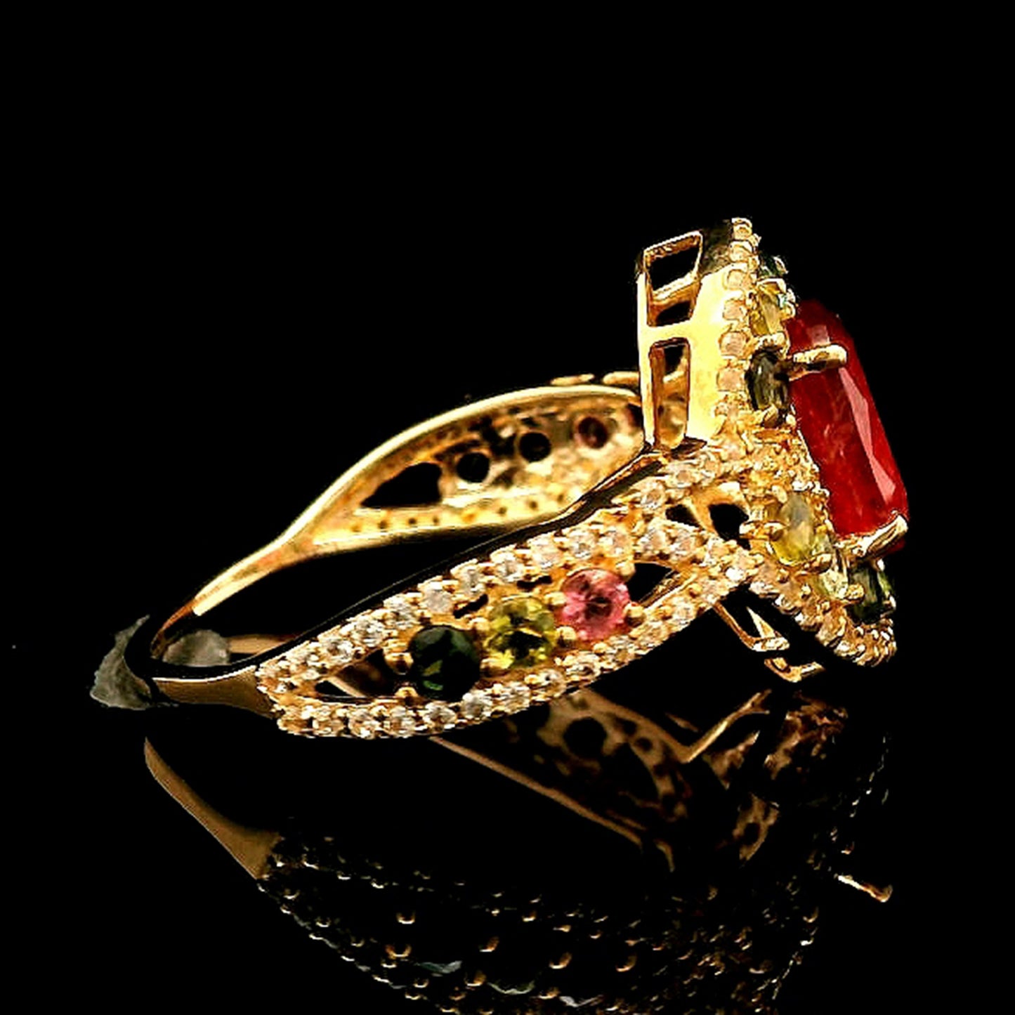 2.65 Ct Oval Rubellite 14K Gold Ring