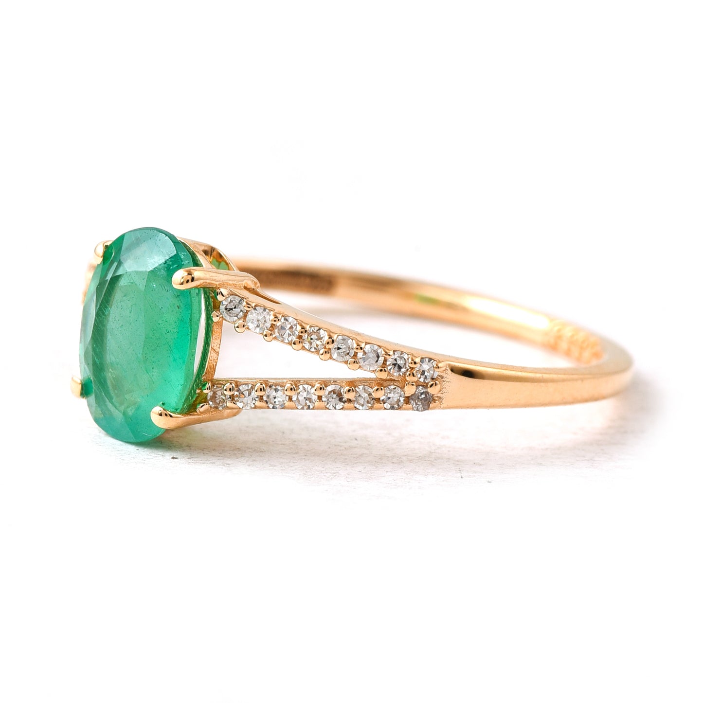 1.00 Ct Oval Emerald 14K Gold Ring