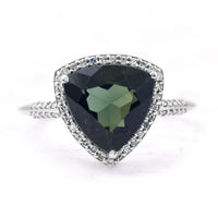 2.36 Ct Triangle Mixed Cut Natural Green Tourmaline 950 Platinum Ring