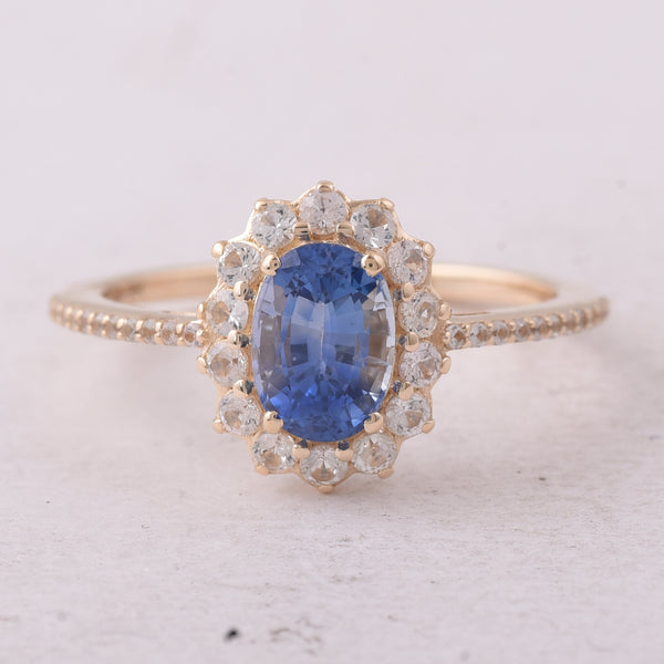 1.80 Ct Oval Sapphire 9K Gold Ring