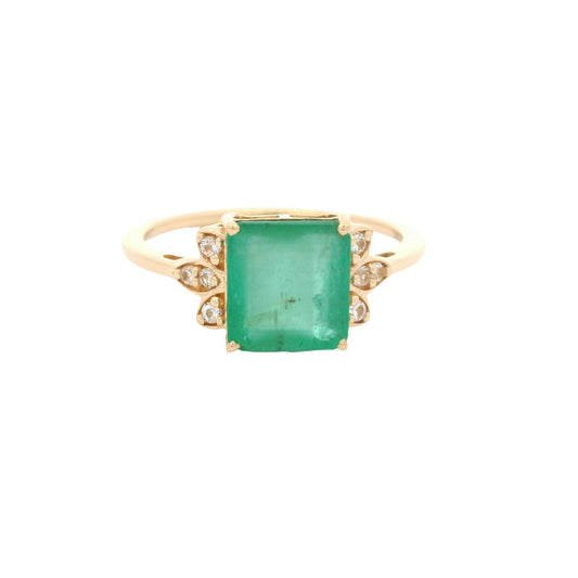 2.03 Ct Octagon Emerald 14K Gold Ring