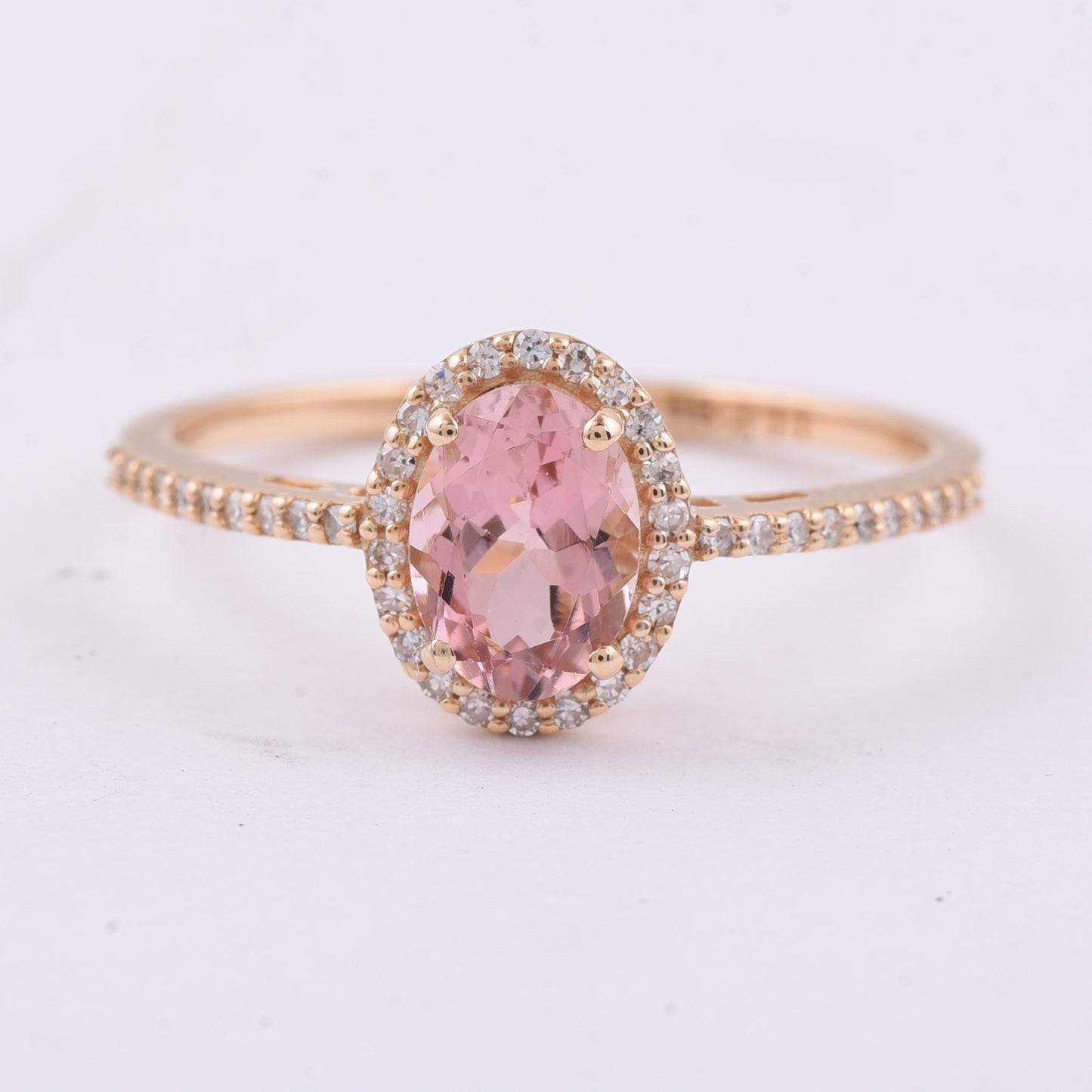0.92 Ct Oval Natural Pink Tourmaline 14K Gold Ring