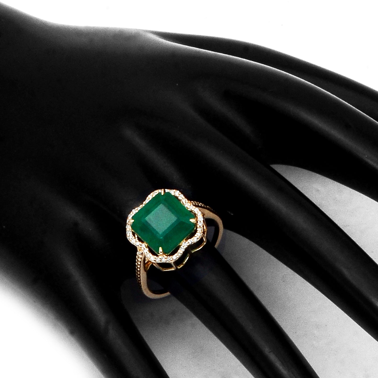 5.18 Ct Octagon Step Cut Natural Emerald 14K Gold Ring