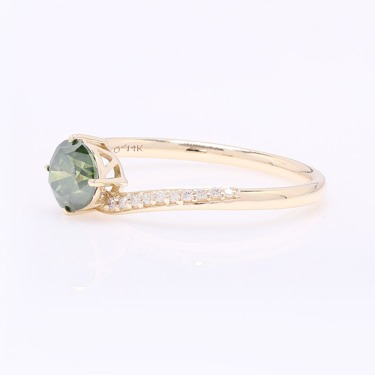 0.70 Ct Round Green Diamond 14K Gold Ring