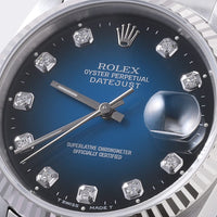 Pre-owned Rolex Datejust 16234G with 10 Diamonds, Blue Gradient, W Serial, Men's