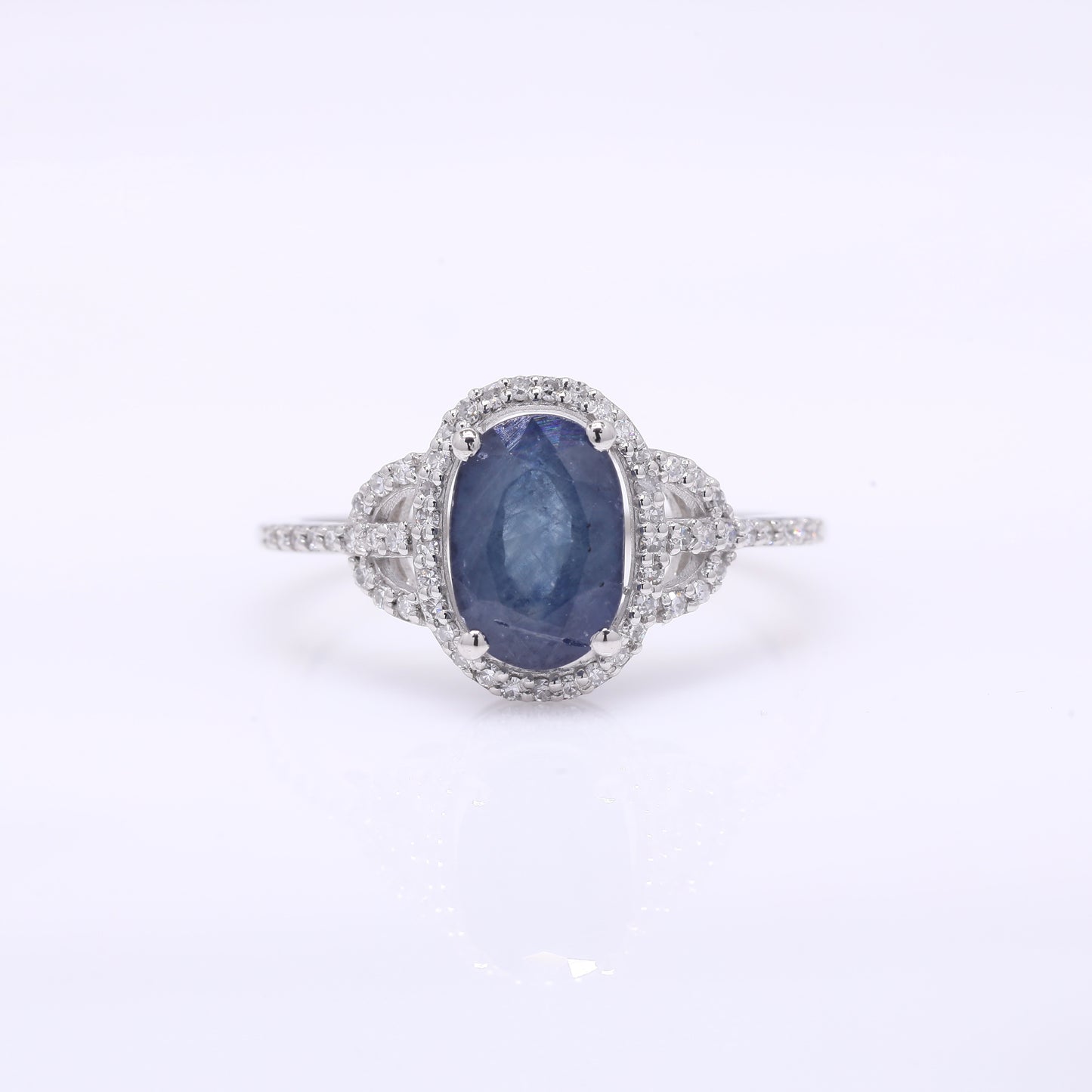 2.43 Ct Oval Mixed Cut Natural Sapphire 950 Platinum Ring
