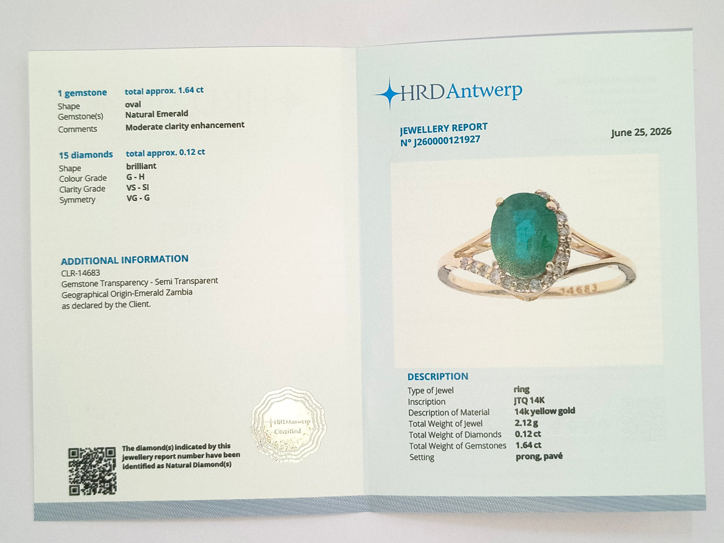 1.76 Ct Oval Natural Emerald 14K Gold Ring