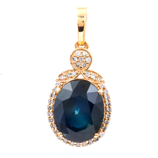 4.31 Ct Oval Natural Sapphire 14K Gold Pendant