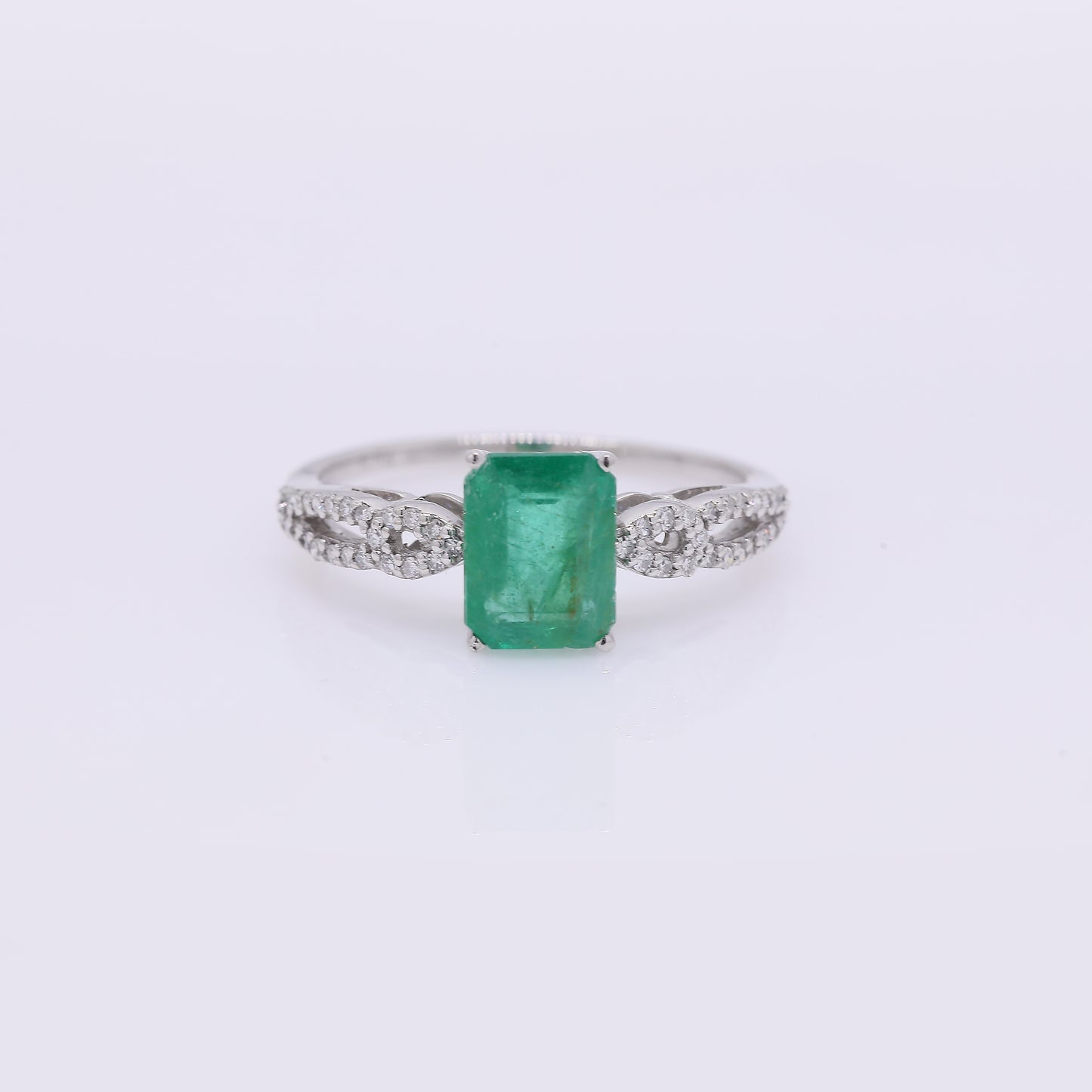 1.59 Ct Octagon Step Cut Natural Emerald 950 Platinum Ring