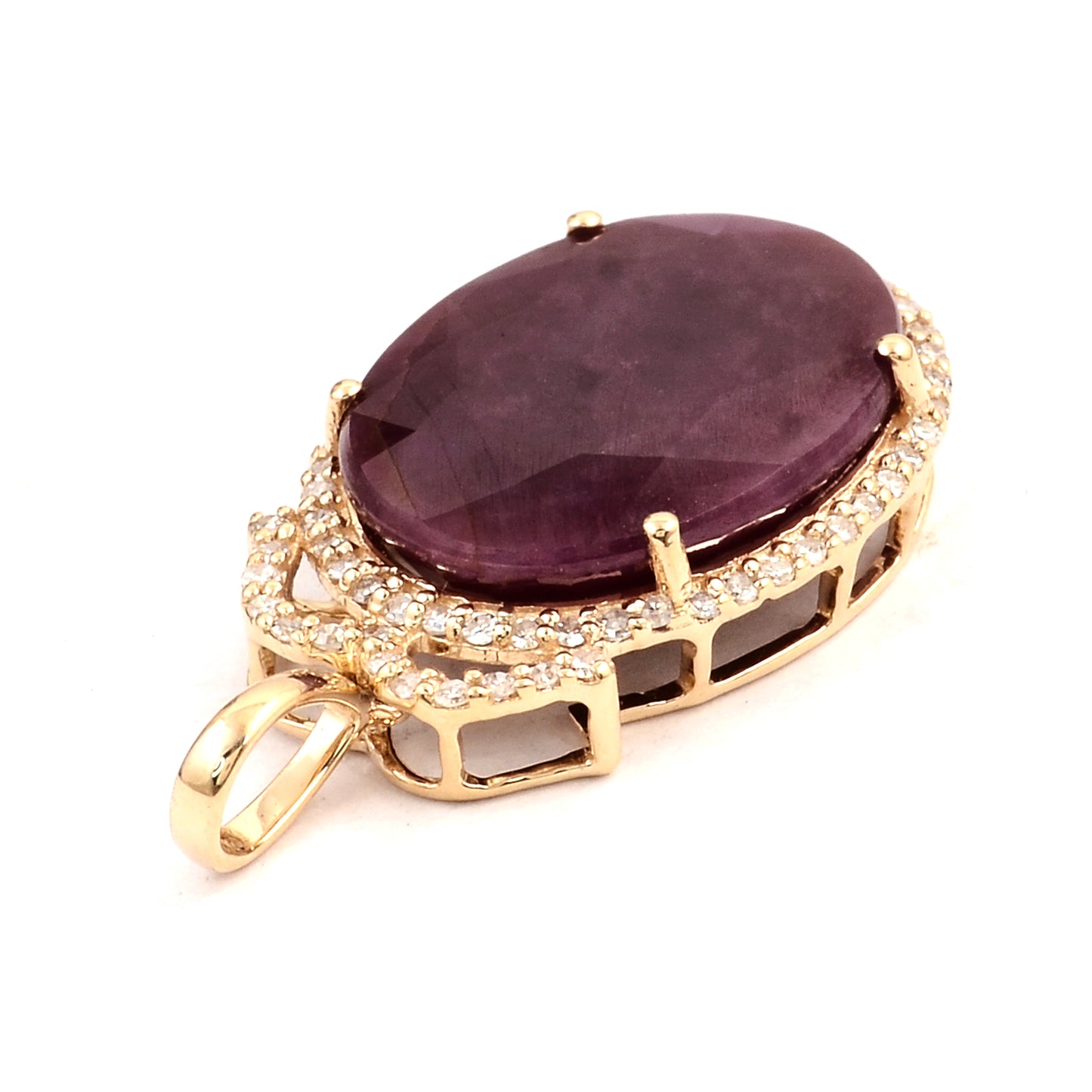 7.67 Ct Oval Mixed Cut Natural Corundum Ruby 14K Gold Pendant