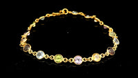4.70 Ct Round Garnet, Peridot, Blue Topaz, Citrine, Amethyst 925 Sterling Silver Bracelet