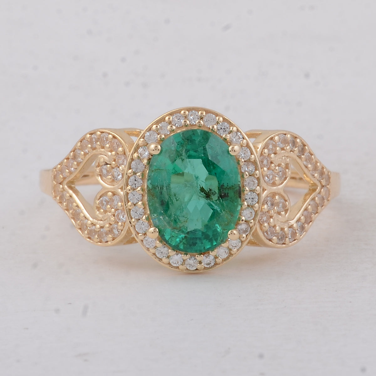 2.02 Ct Oval Emerald 9K Gold Ring