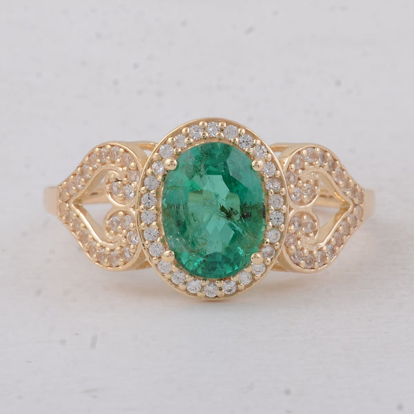 2.02 Ct Oval Emerald 9K Gold Ring