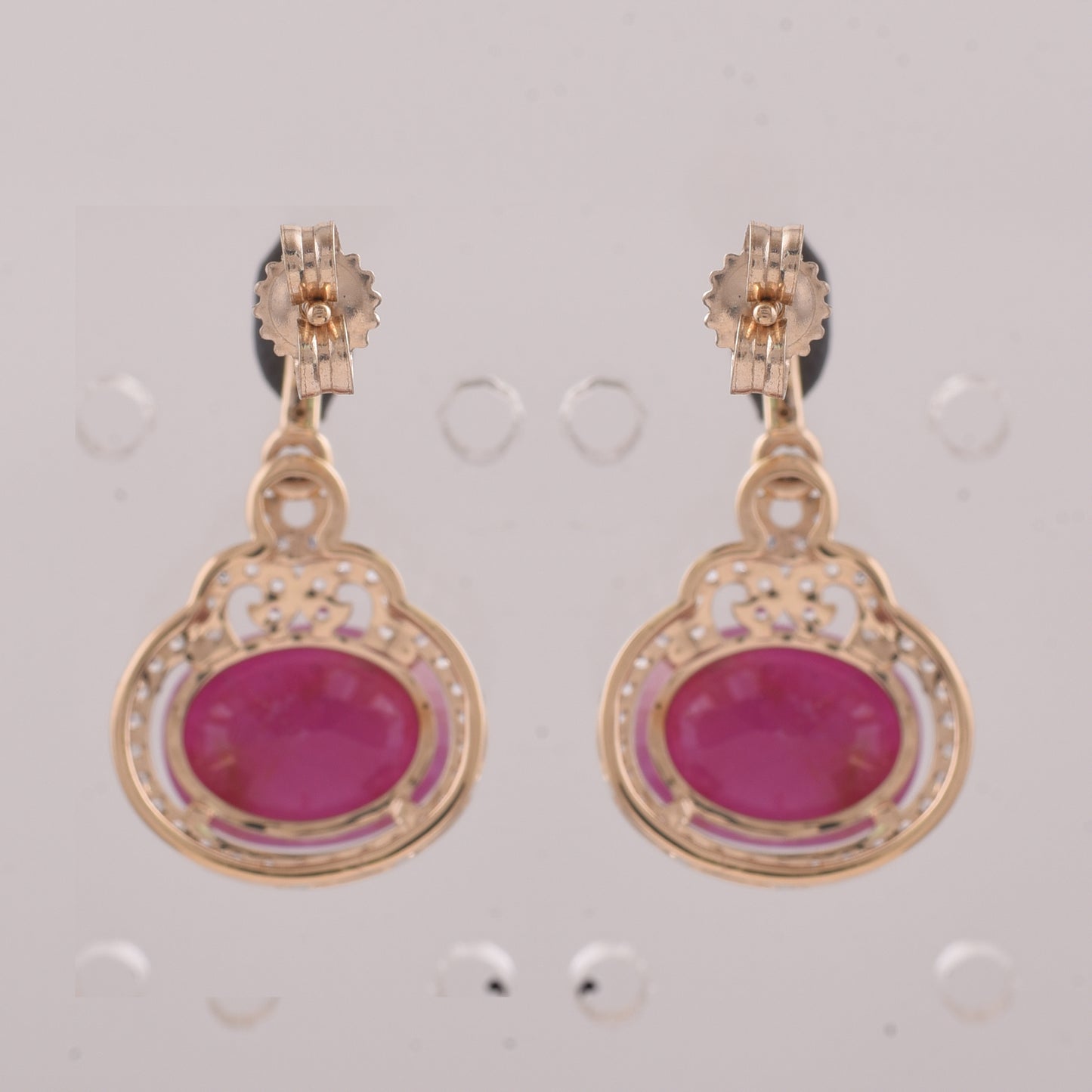5.39 Ct Oval Ruby 9K Gold Earrings