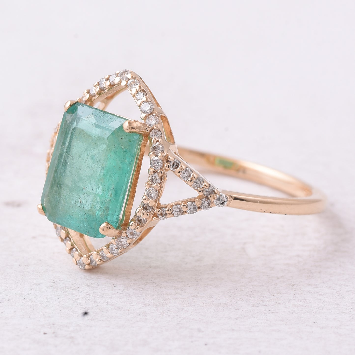 1.86 Ct Octagon Step Cut Natural Emerald 14K Gold Ring