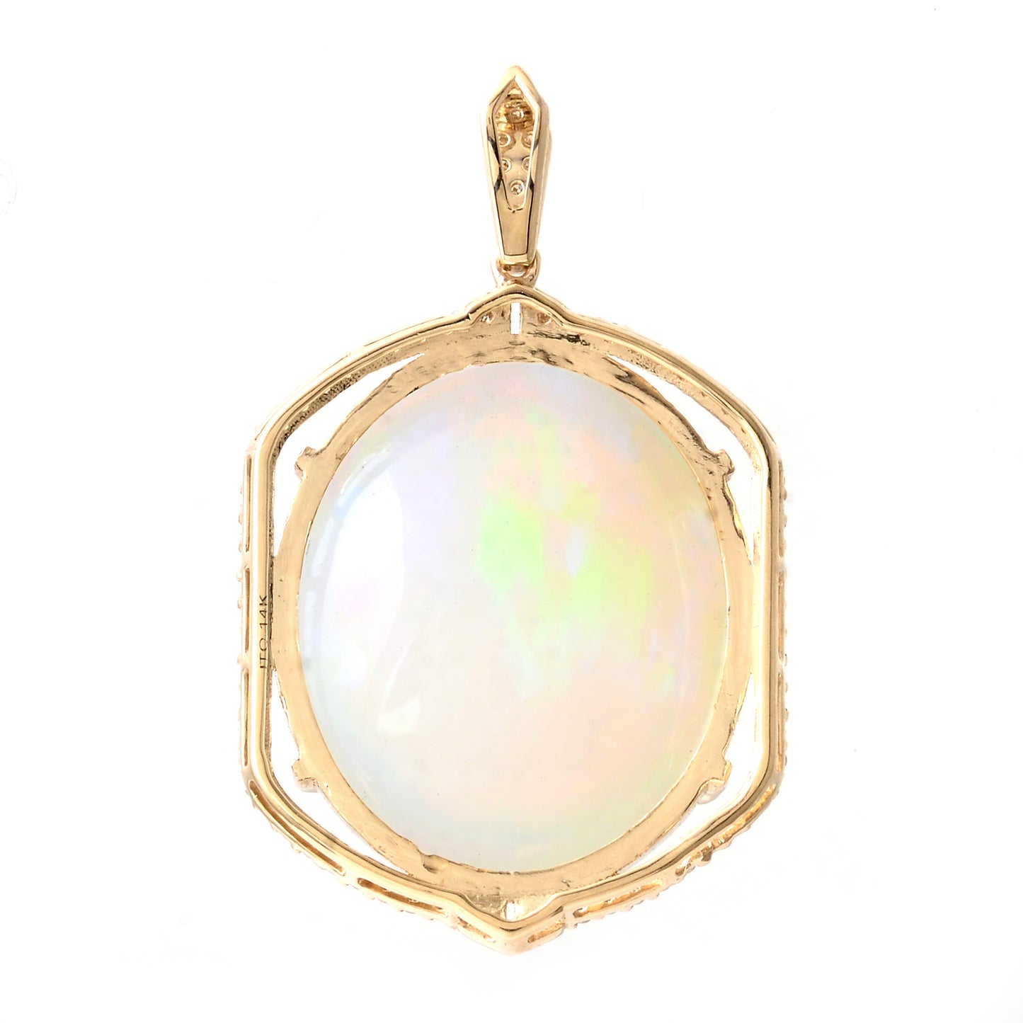 20.80 Ct Oval Cabochon Natural Opal 14K Gold Pendant