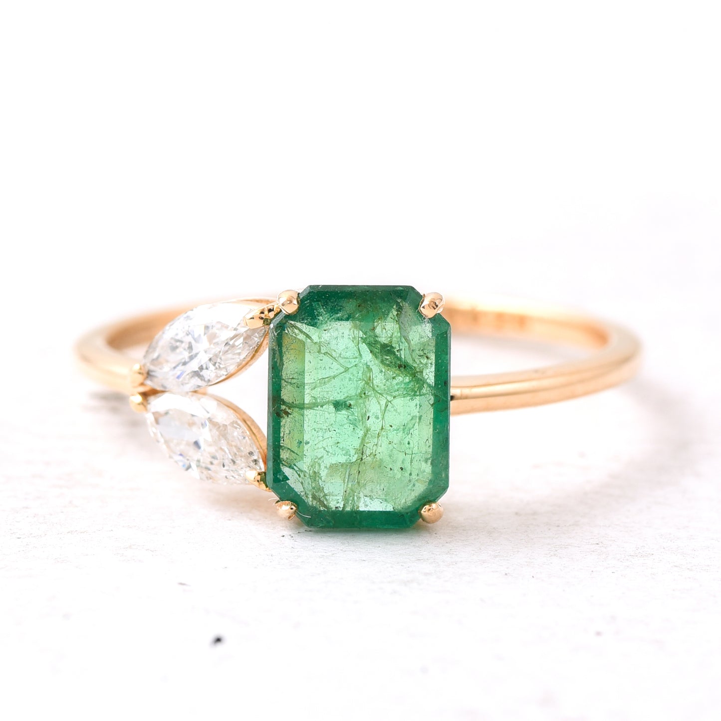 1.52 Ct Octagon Step Cut Natural Emerald 14K Gold Ring