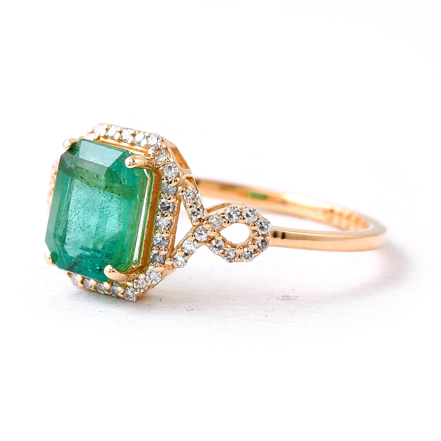 1.80 Ct Octagon Step Cut Natural Emerald 14K Gold Ring