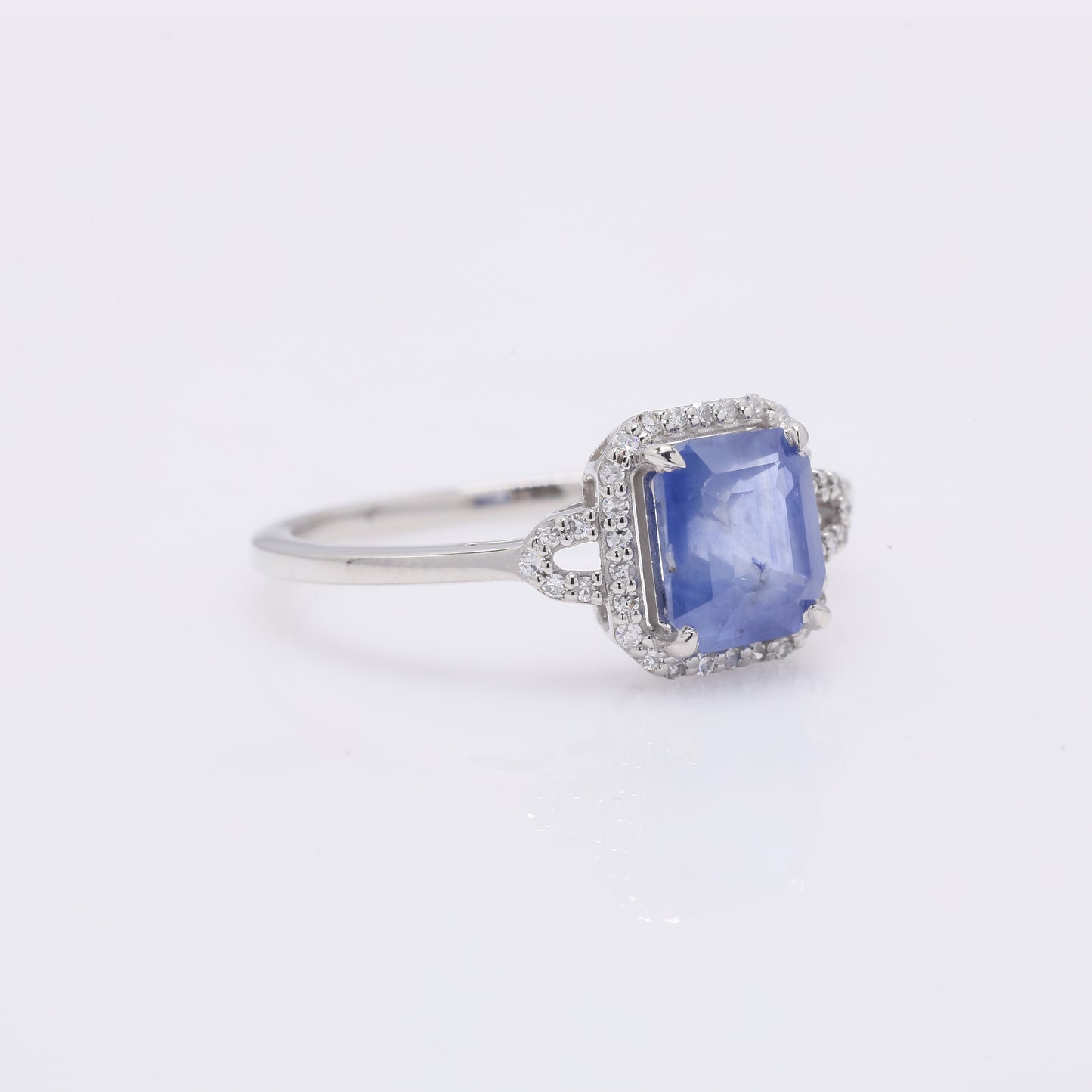 2.02 Ct Octagon Step Cut Natural Sapphire 950 Platinum Ring