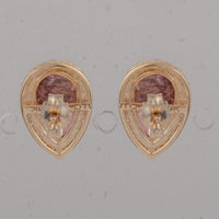 4.02 Ct Pear Pink Tourmaline 9K Gold Earrings