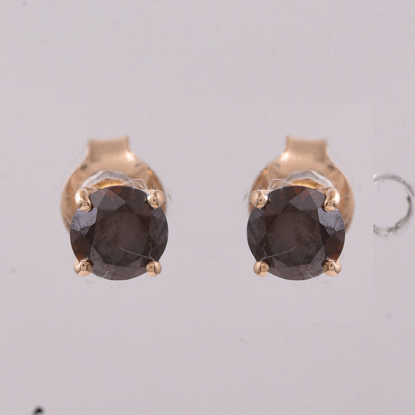 0.54 Ct Round Brown Diamond 14K Gold Earrings