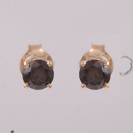 0.54 Ct Round Brown Diamond 14K Gold Earrings