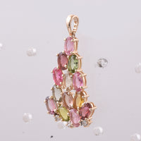 2.70 Ct Oval Natural Multi-Coloured Tourmaline 14K Gold Pendant