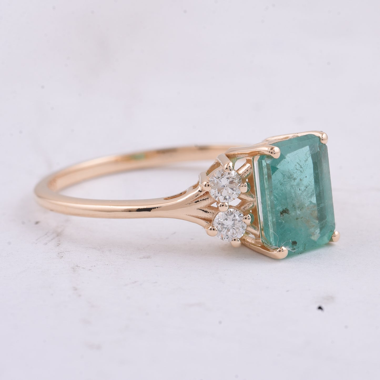 1.95 Ct Octagon Step Cut Natural Emerald 14K Gold Ring