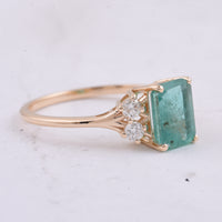 1.95 Ct Octagon Step Cut Natural Emerald 14K Gold Ring