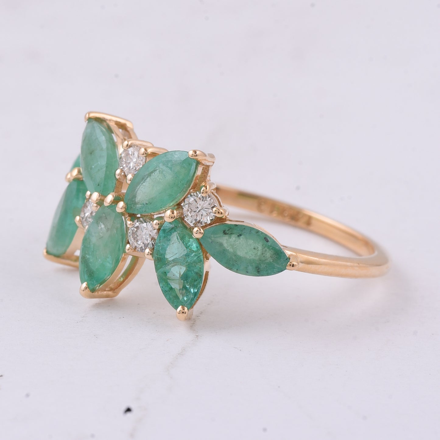 1.78 Ct Marquise Natural Emerald 14K Gold Ring