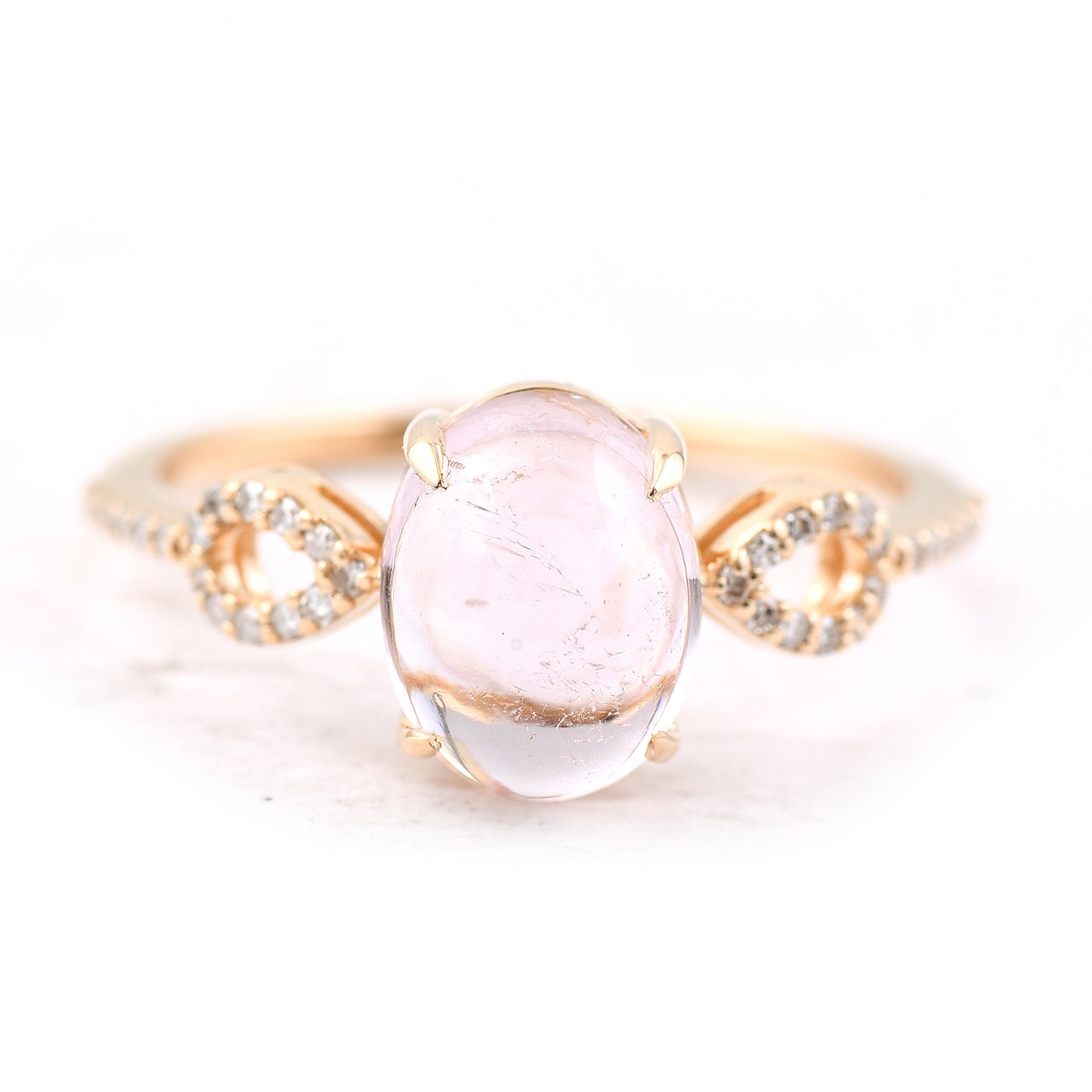 2.50 Ct Oval Cabochon Cut Natural Pink Tourmaline 14K Gold Ring