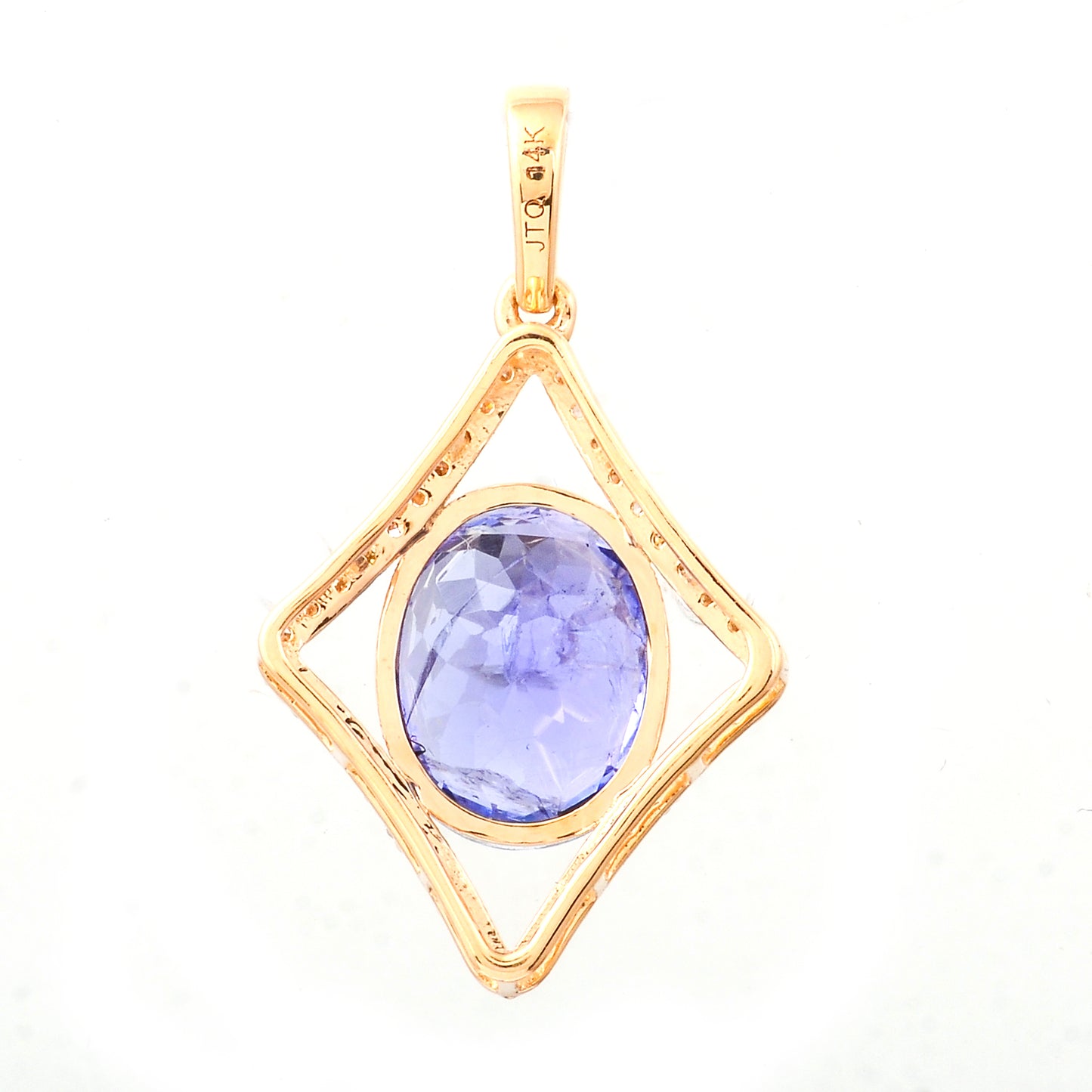 3.55 Ct Oval Mixed Cut Natural Tanzanite 14K Gold Pendant