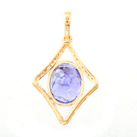 3.55 Ct Oval Mixed Cut Natural Tanzanite 14K Gold Pendant