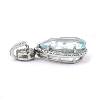 2.92 Ct Pear Mixed Cut Natural Aquamarine 950 Platinum Pendant