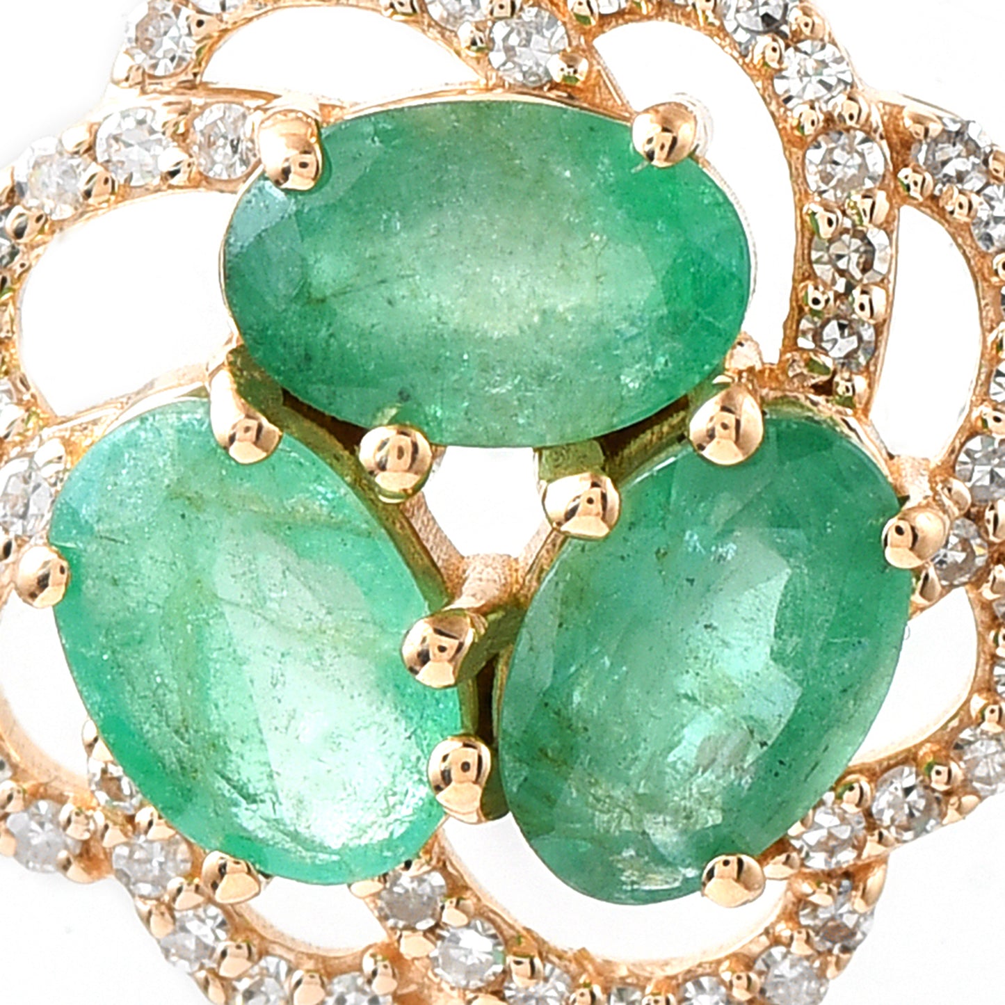 1.53 Ct Oval Mixed Cut Natural Emerald 14K Gold Pendant
